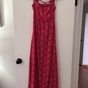Lulu's Red Floral Maxi Dress